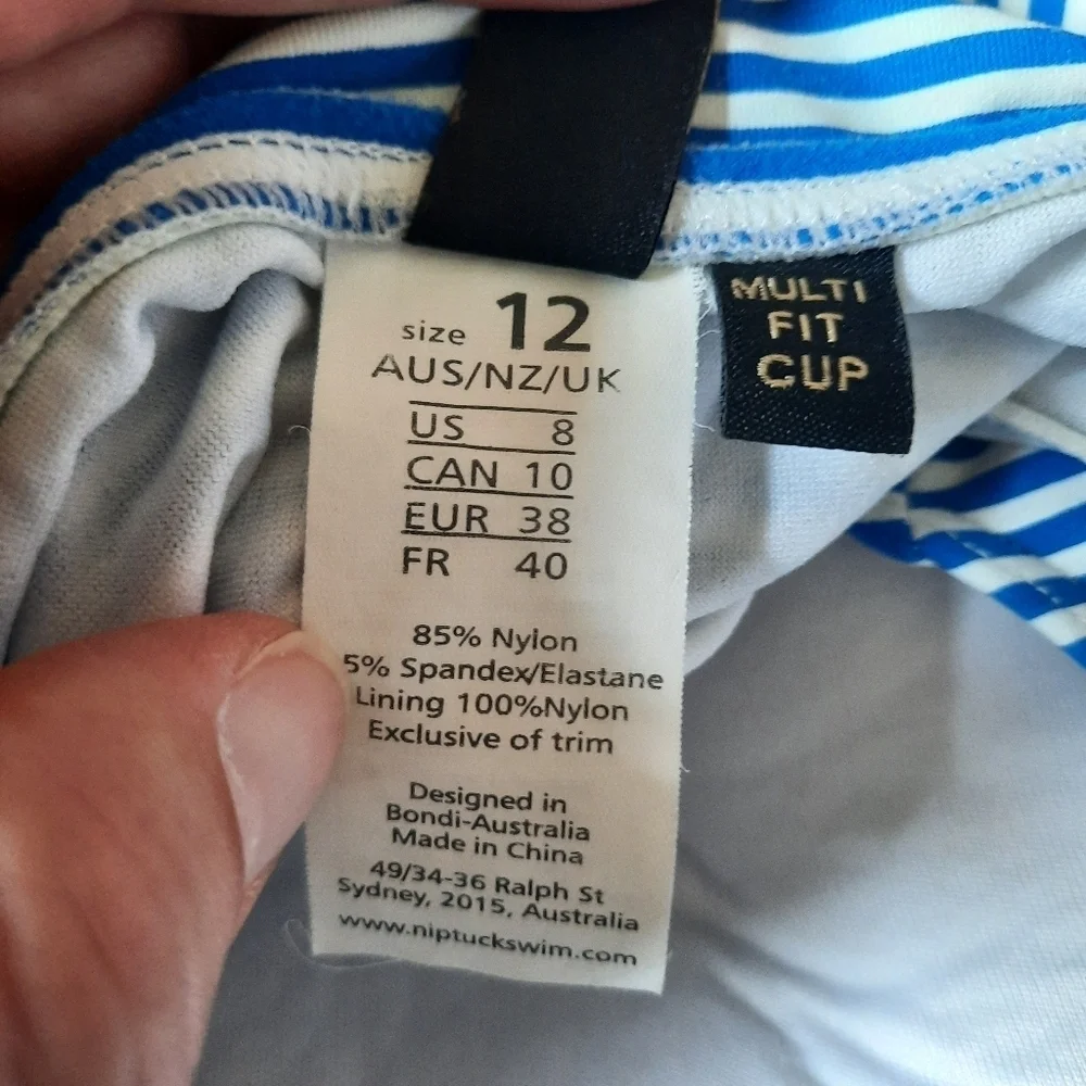 Nip Tuck Swim Sorrento Stripe Joanne One Piece Swimsuit Blue Mini Stripes Size 8